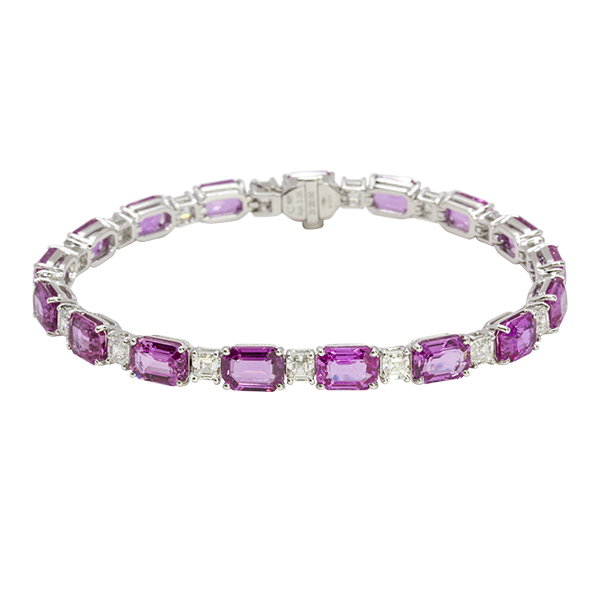18K Pink Sapphire Diamond Bracelet